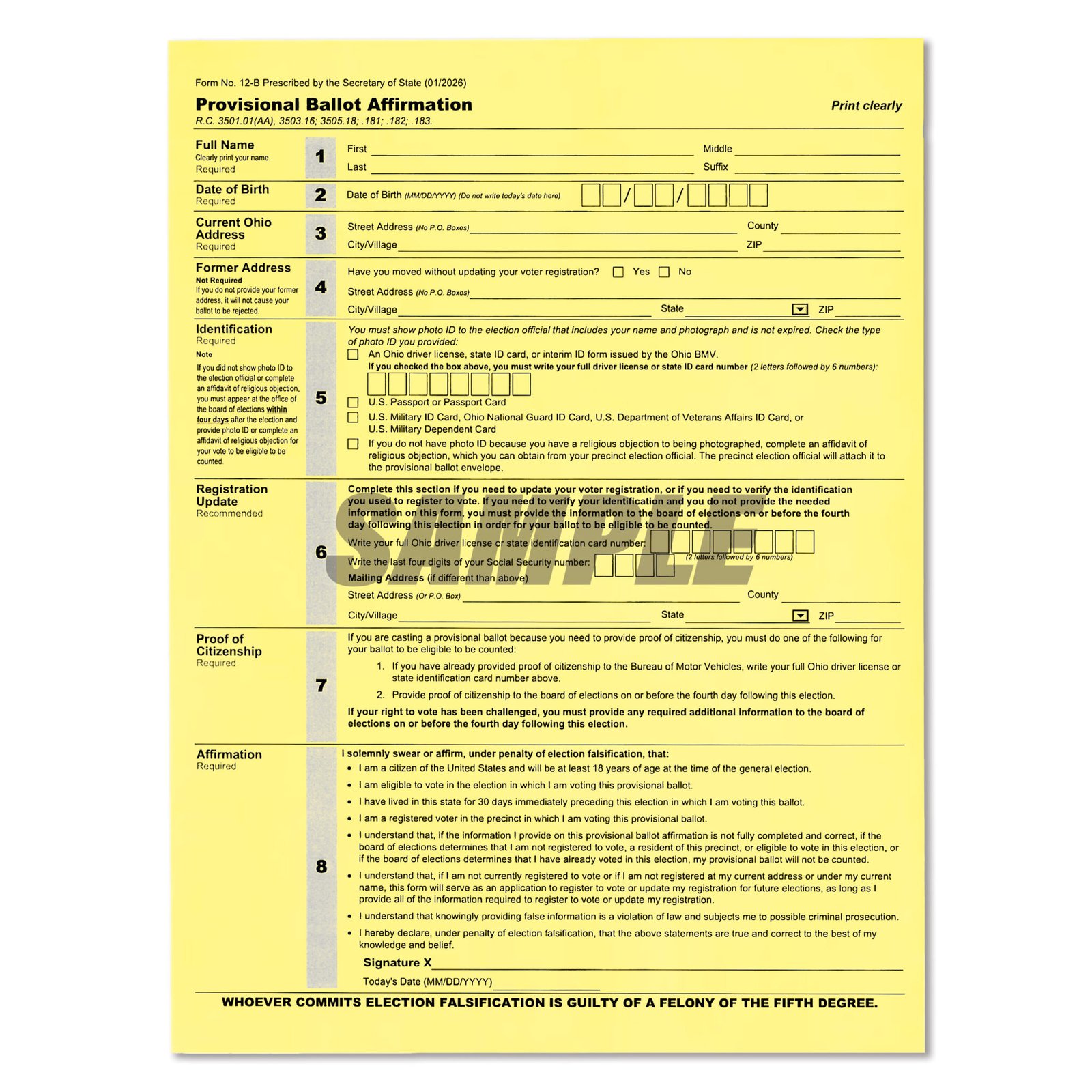 BOE Provisional Envelope $0.295 ea.